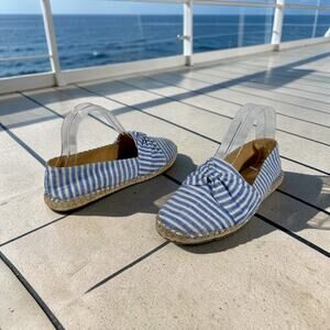 Talbots Women's 8.5M Izzy Blue & White Knotted Linen Espadrille Pull On Flats